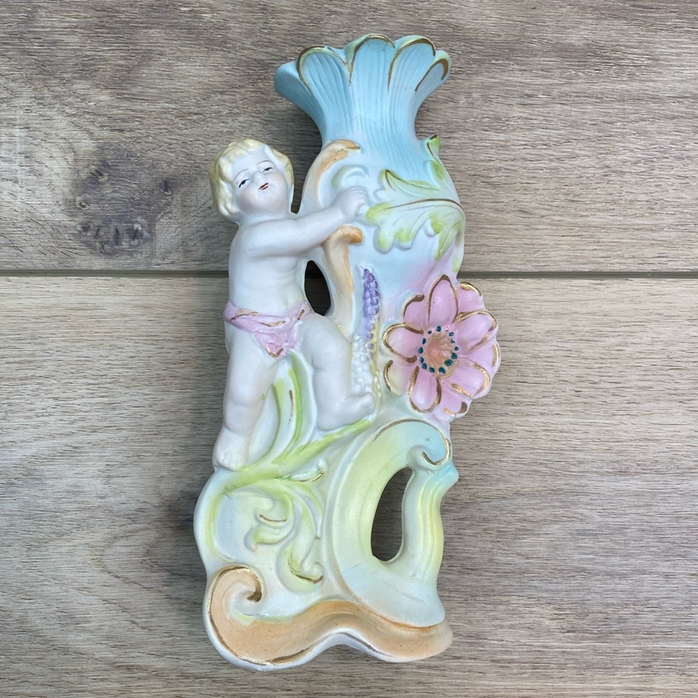Vintage Cherub Porcelain Bud‎ Stem Vase Coquette Angelcore Fairycore Floral